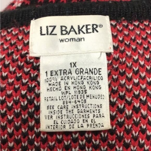 Liz Baker Women’s Cardigan Sweater VTG 80s/90s Button Up Tartan Plaid Holiday 1X - Picture 7 of 9